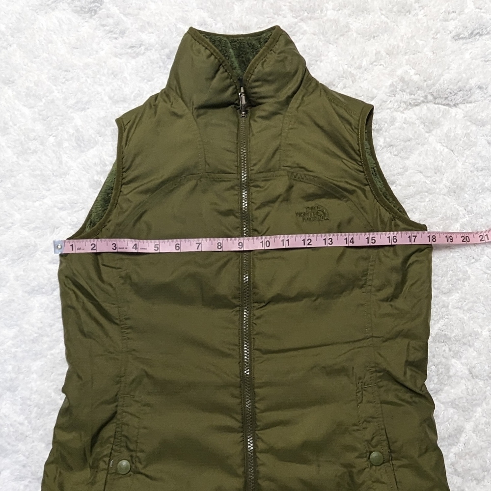 The North Face Mossbud Olive Green Reversible Fleece Lined Women's Vest Sz Small - Picture 7 of 9